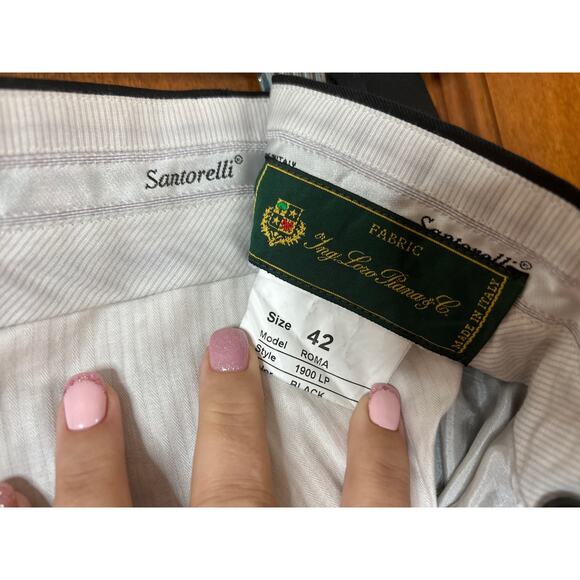 NWOT Santorelli Loro Piana Modern Fit Flat Front Dress Pants Black Men's Size 42 - Picture 5 of 6